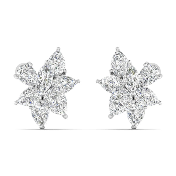 Pear & Marquise Diamond Cluster Floral Earrings