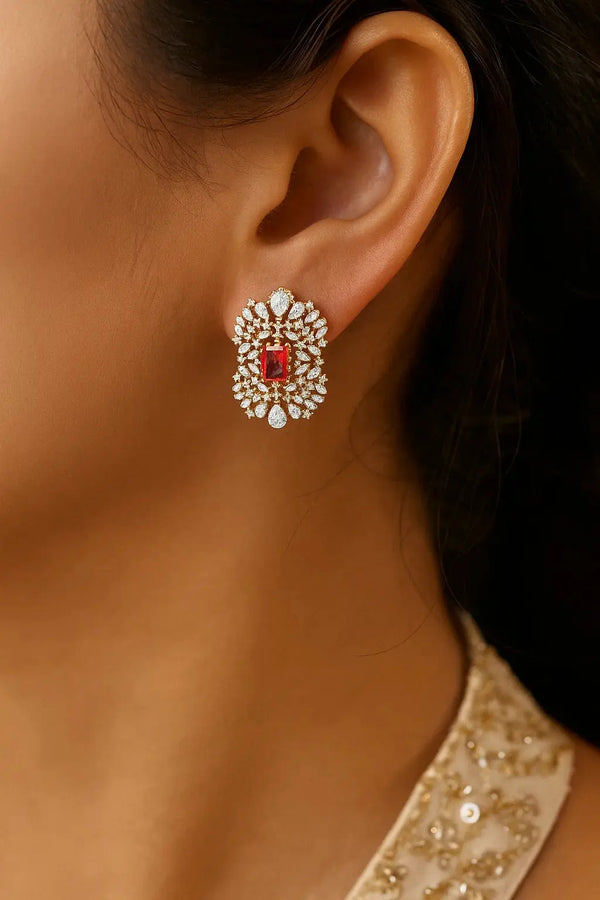 Rosé Crest Diamond Earrings