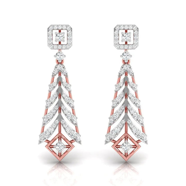 Round Cut Diamond Chandelier Earrings