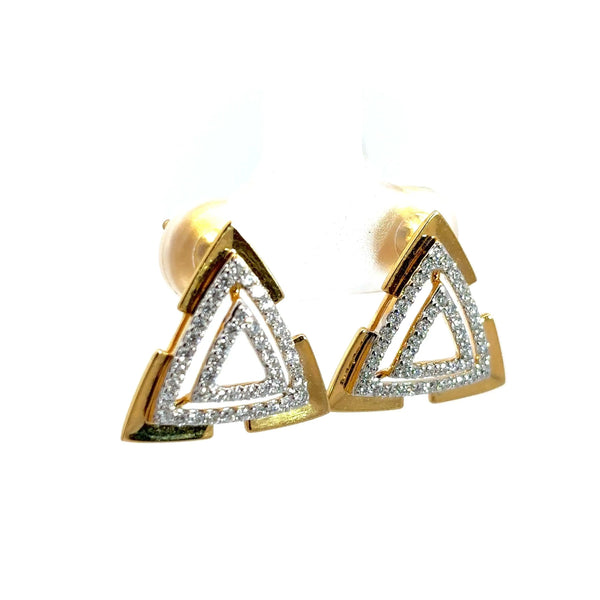 Round Cut Diamonds Elegant Triangle Shape Earrings
