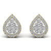 Round Cut Diamonds Leaf Shape Earrings