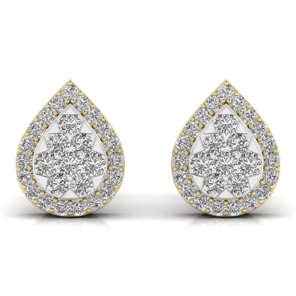 Round Cut Diamonds Leaf Shape Earrings