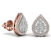Round Cut Diamonds Leaf Shape Earrings