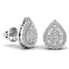 Round Cut Diamonds Leaf Shape Earrings