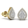 Round Cut Diamonds Leaf Shape Earrings