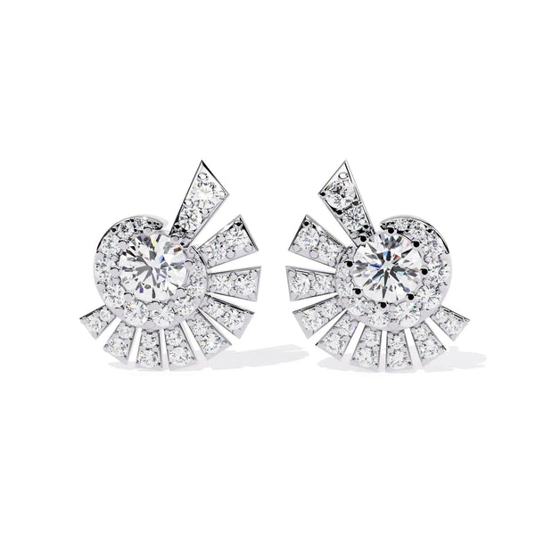 Round Diamond Cluster Earrings