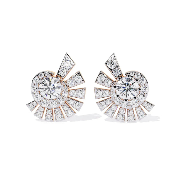 Round Diamond Cluster Earrings