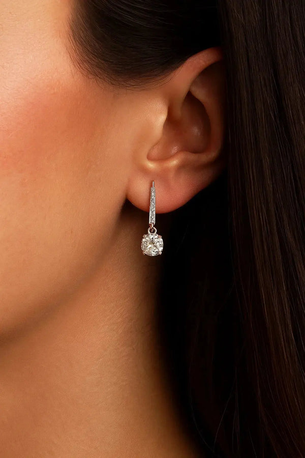 Solitaire Diamond Hoops Earrings