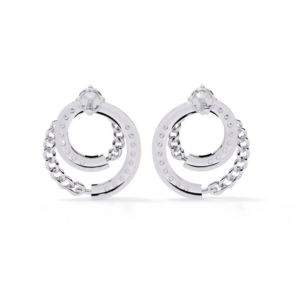 Swirling Circle Diamond Earrings