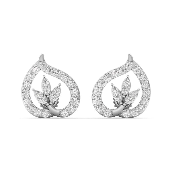 Teardrop Leaf Diamond Studs