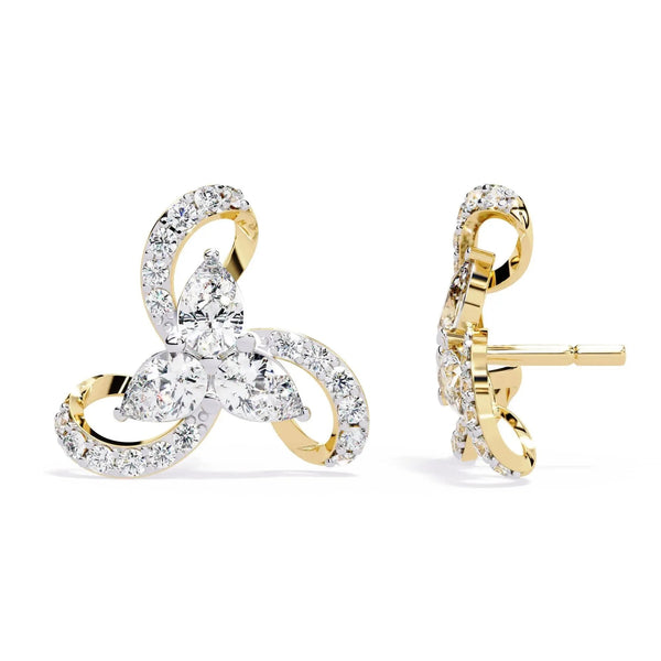 Teardrop and Round Diamond Earrings