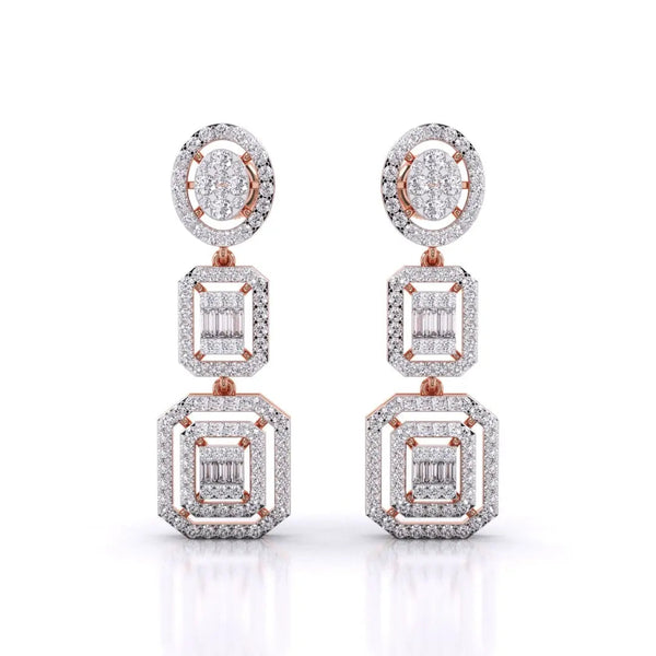 Three-Tier Diamond Earrings