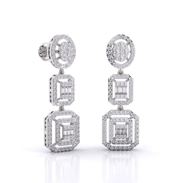 Three-Tier Diamond Earrings