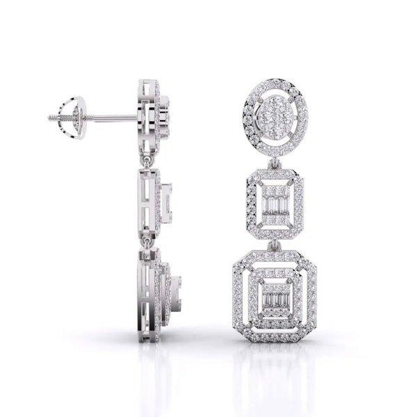 Three-Tier Diamond Earrings