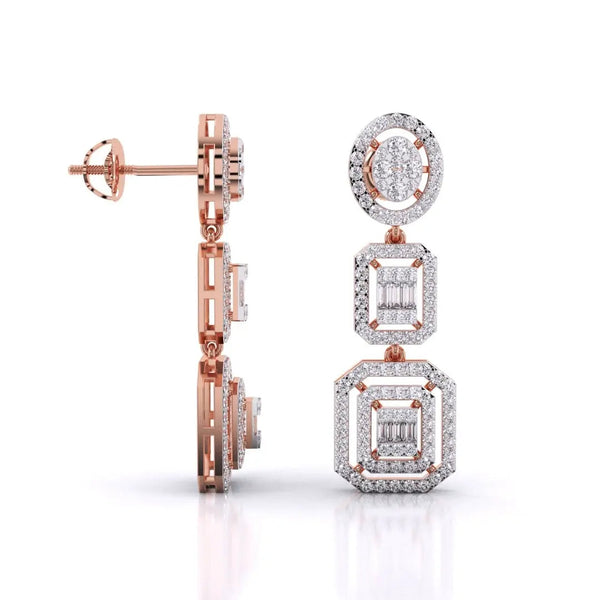 Three-Tier Diamond Earrings
