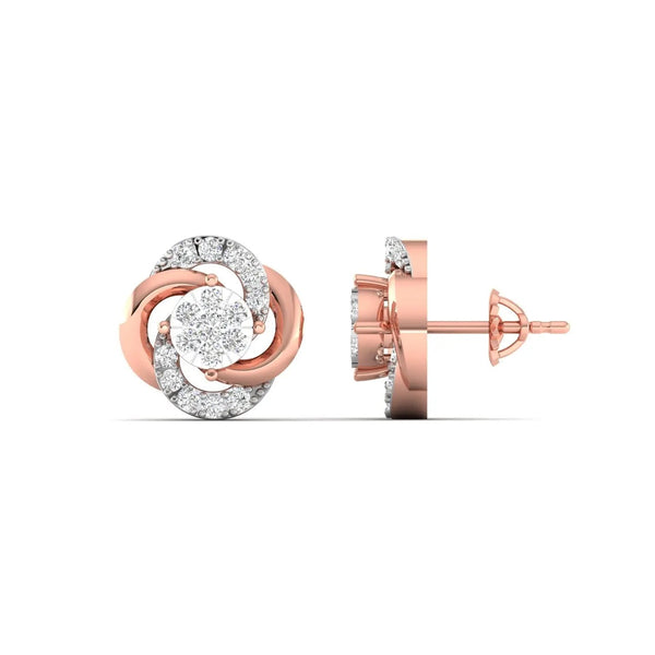 Two Tone Diamond Cluster Earrings