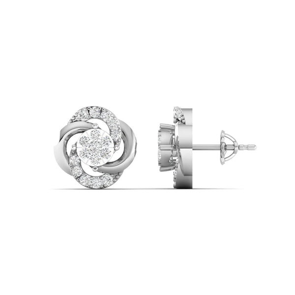 Two Tone Diamond Cluster Earrings