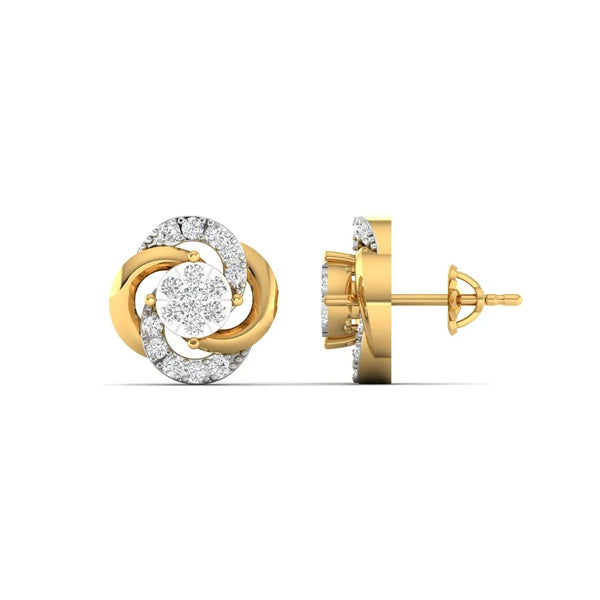 Two Tone Diamond Cluster Earrings