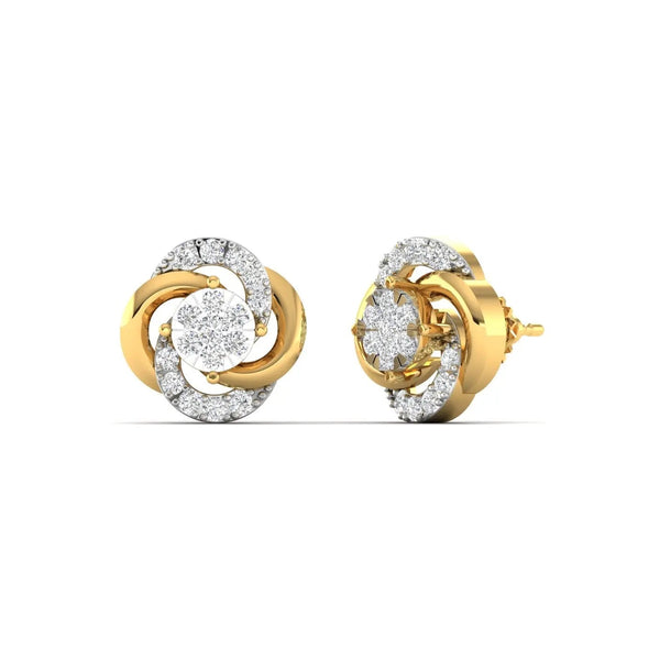 Two Tone Diamond Cluster Earrings
