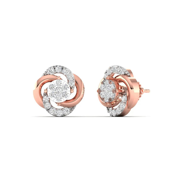 Two Tone Diamond Cluster Earrings