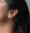 Two Tone Diamond Cluster Earrings