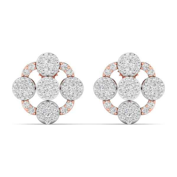 Two-Tone Diamond Gold Stud Earrings