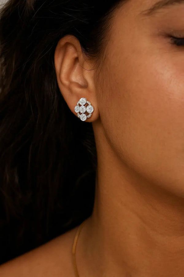 Two-Tone Diamond Gold Stud Earrings