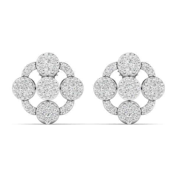 Two-Tone Diamond Gold Stud Earrings