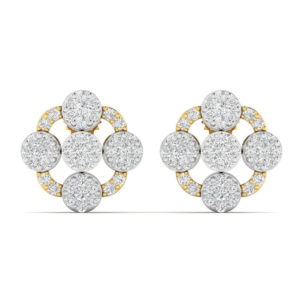 Two-Tone Diamond Gold Stud Earrings
