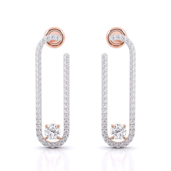 U-loop Drop Diamond Earrings