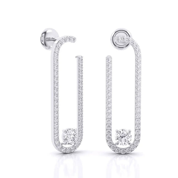 U-loop Drop Diamond Earrings